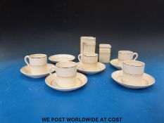 A Cunard White Star Copelands Cube part tea set, comprising two jugs,