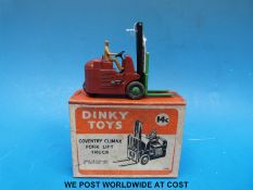 Two Dinky Toys diecast model vehicles Coventry Climax fork lift truck 14C and Elevator loader 564