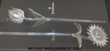 Two Waterford Crystal flowers, one in the form of a tulip,