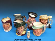 Royal Doulton large character jug Rip van Winkle D6438 together with Pied Piper D6403,