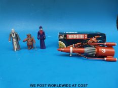 Three LFL Star Wars figures together with a JR 21 Toy Thunderbird 3, in original box.