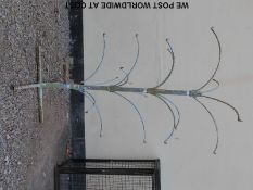 A large metal bird feeder