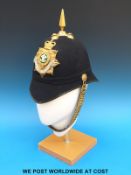 A Royal Regiment of Wales blue cloth bandsman's helmet Queen Elizabeth era