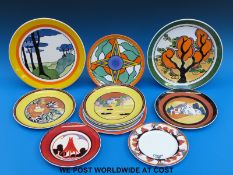 Ten limited edition plates by Wedgwood, based on designs by Clarice Cliff,