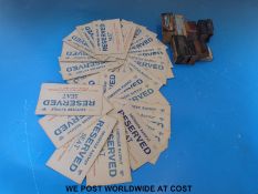 Approximately thirty Southern Railway seat reservation cards and nine Southern Region office rubber