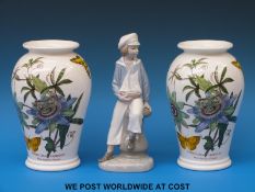 A pair of Portmerion Botanic Garden vases and a Lladro figure (20cm tall)