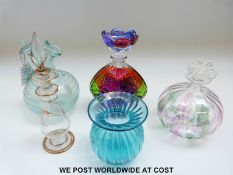 A collection of glass to include Isle of Wight perfume bottle and paperweight,