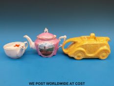 A Sadler racing car shaped teapot,