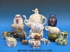 A collection of ceramic elephants to include Royal Crown Derby, a Royal Stafford figurine of Jumbo,