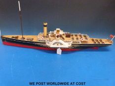 A well detailed model of a paddle steamer 'Lady Jayne' with electric motor