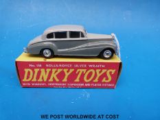 Dinky Toys diecast model Rolls- Royce Silver-Wraith 150 with dark grey lower and light grey upper