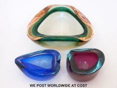 Murano Sommerso glass dish (14.5 x 15.