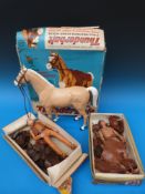 Three Marx cowboy figures/games, Thunderbolt 2061, Chief Cherokee and Johnny West,