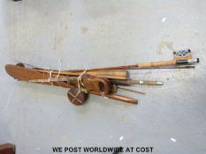 A split cane fly rod, reel,