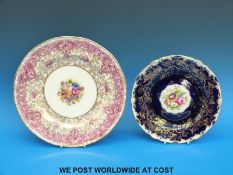 A Royal Worcester hand painted floral cabinet plate by Sedgley and a further Royal Worcester hand