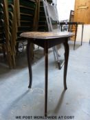 An inlaid heart shaped table and two wine tables