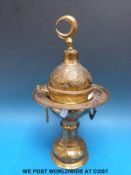 An oriental brass incense burner (32cm tall)