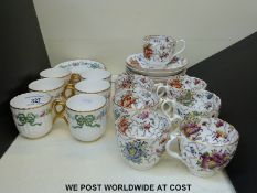 Royal Worcester teaware decorated with bows and flowers together with an unmarked tea set with