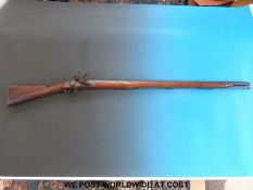India pattern Brown Bess government issue hammer action flintlock gun with brass mounts,