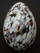 Kosta Boda glass lamp shade of egg shape with white, pink, blue and black mottled decoration,
