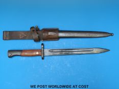 Mauser type bayonet with leather frog