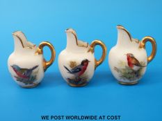 Three Royal Worcester minature flatback jugs,