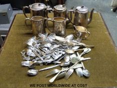A quantity of military and other metalware including Mappin & Webb teaware,