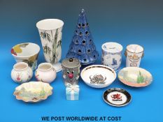A selection of mixed ceramics to include a 'Dusty Bin' money box, Spode money box,