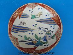 A Japanese dish intricately painted with birds,
