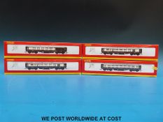 Set of four Hornby 00 gauge Pullman carriages R163, R164, R165 and R166, all in original boxes.