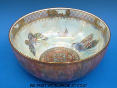 A Wedgwood lustre bowl internally decorated with a Persian pattern to the centre surrounded by