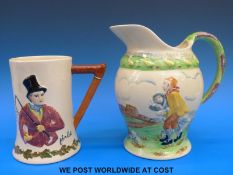 A Crown Devon 'Ilkla Moor Baht At' jug together with a John Peel musical tankard (15cm tall)