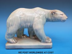 An early Beswick polar bear in blue glaze impressed 417 to base