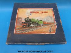 A boxed Hornby No 201 Tank Goods Set clockwork train set c1950 with extra boxed track and