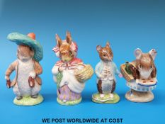 Four Beswick Beatrix Potter figures Benjamin Bunny, Johnny Town Mouse,