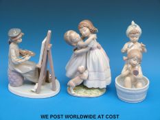 Lladro figures including Bathing Beauties, Gimme A Hug and Still Life,