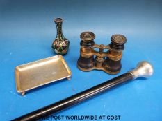 A hallmarked silver footed card tray (width 11.