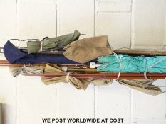 Vintage fishing rods including a Sealey Octopus match rod, 12ft float, cane sea fishing boat rod,
