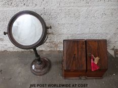 A 19thC stationery box and a shaving mirror