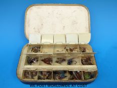 Hardy black Japanned fly box with 15 compartments,