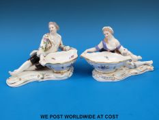 A pair of Meissen figural salts