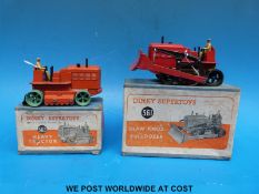 Two Dinky Toys diecast model vehicles Blaw Knox Bulldozer 561 and Heavy Tractor 563 both in