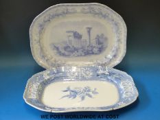 A large late Spode meat platter together with another Victorian example