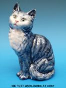 A Beswick seated cat in rare blue colourway model 1030