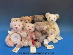 Eight various Steiff bears, Ben, Martimer, Chester, Frances, Oscar,