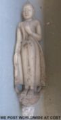 A 19thC Burmese alabaster statue of Buddha bearing traces of original gilt and paint.