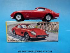 Two Dinky Toys diecast model vehicles, Ferrari 275 GTB 506 and Ford Cortina Rally Car,