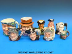 Four Royal Doulton and five other character and toby jugs