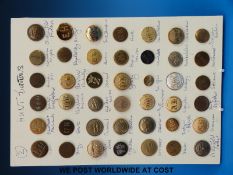 A card containing forty two fox hunting buttons to include Old Berkshire, Chiddingford,