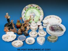 A collection of ceramics including a Maling plate, Royal Albert Rose Garden, Wedgwood Mirabelle,
